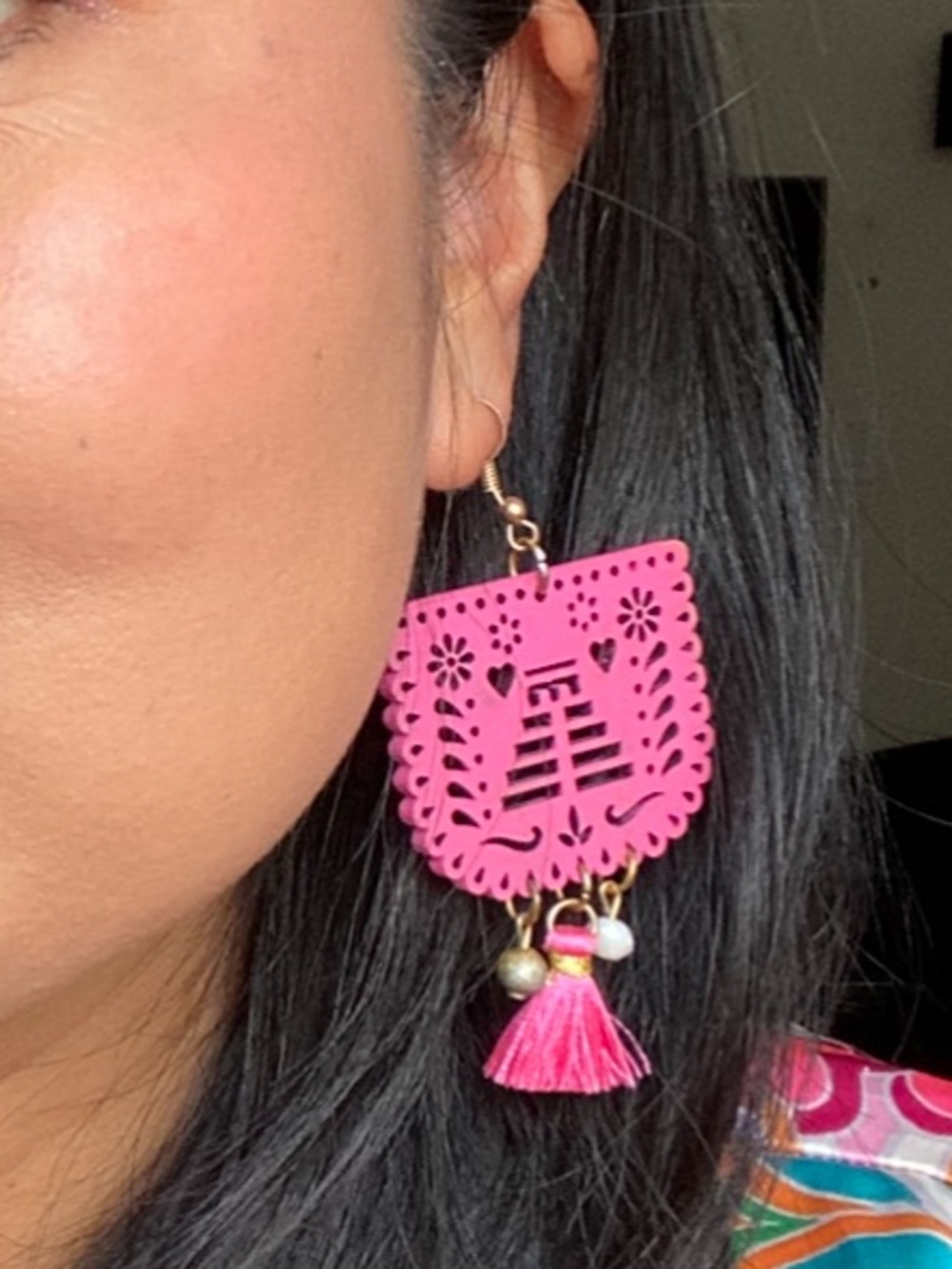 Mexican Chichen-Itzá pyramid Pink  Drop Earrings - Unbranded Women Jewelry